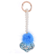 Fashion girl hangbag accessoires rhinestone coeur fourrure porte-clés